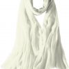 Featherlight cashmere scarf in an off-white color, pocketable, lightweight, & ultra-soft to keep you warm weigh just ounces, essential for all women.