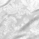 Paisley pattern, White Bemberg fabric for garment lining.