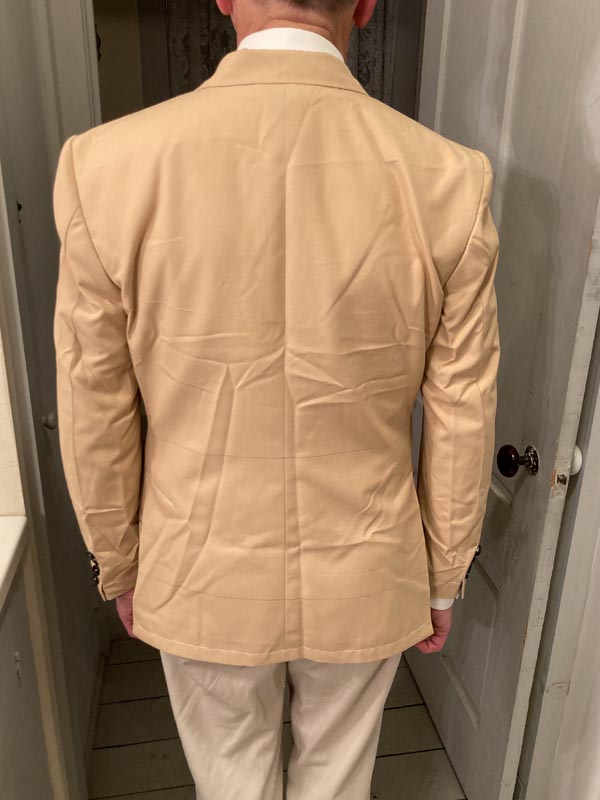 Men's try-on test dinner jacket full back view.